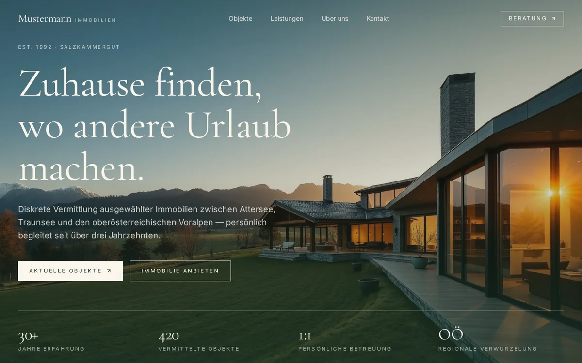 Startseite von Mustermann Immobilien