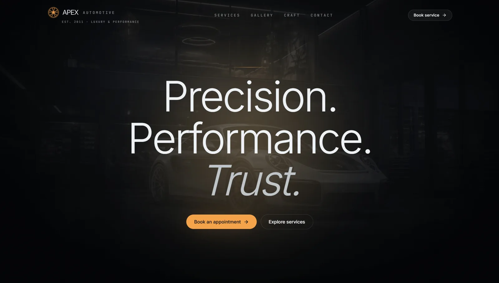 Startseite von Apex Automotive